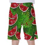 Tropical Leaf Watermelon Pattern Print Men's Beach Shorts