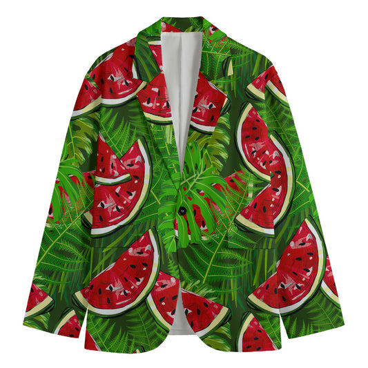 Tropical Leaf Watermelon Pattern Print Men's Blazer