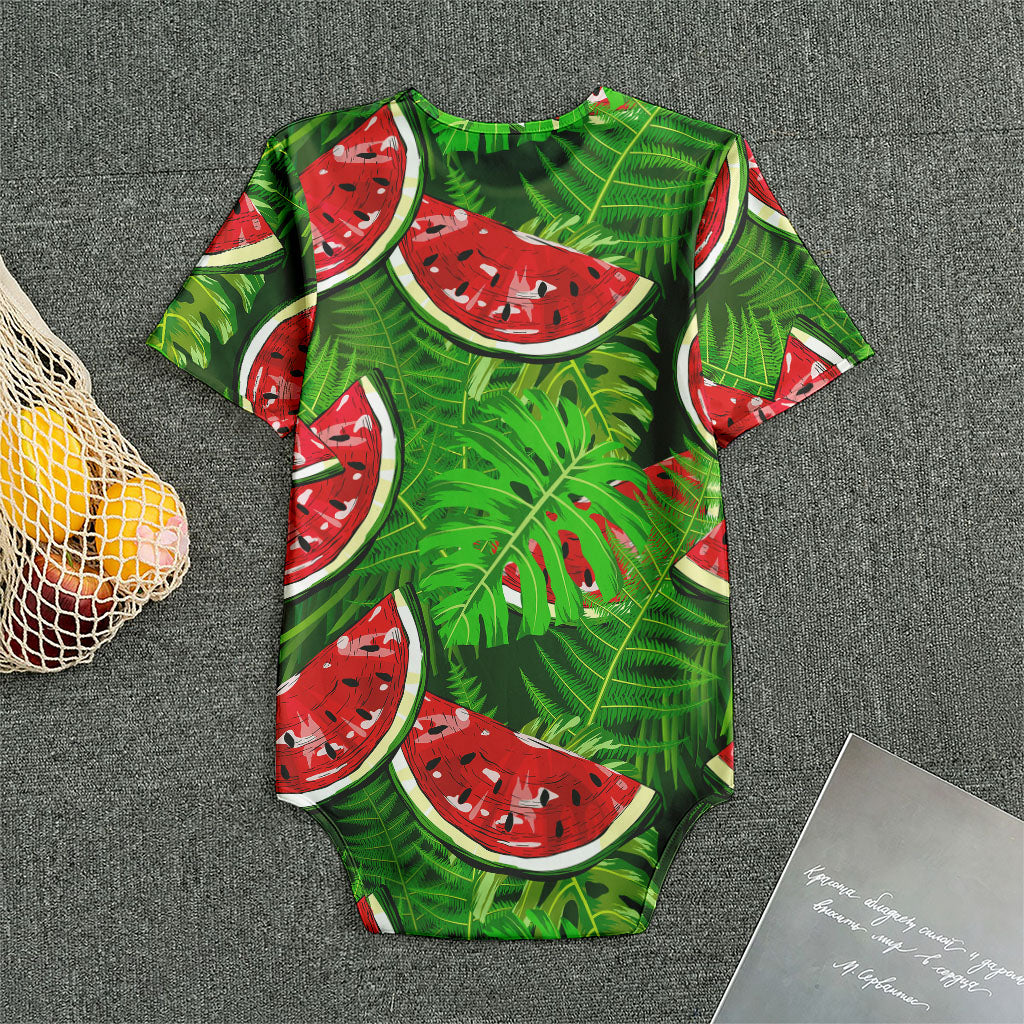 Tropical Leaf Watermelon Pattern Print Men's Bodysuit