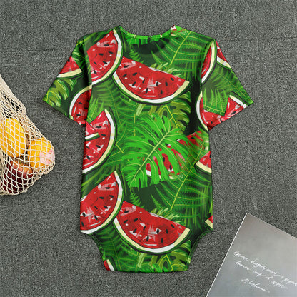 Tropical Leaf Watermelon Pattern Print Men's Bodysuit