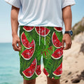 Tropical Leaf Watermelon Pattern Print Men's Cargo Shorts