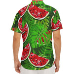 Tropical Leaf Watermelon Pattern Print Men's Deep V-Neck Shirt