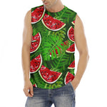 Tropical Leaf Watermelon Pattern Print Men's Fitness Tank Top