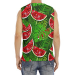 Tropical Leaf Watermelon Pattern Print Men's Fitness Tank Top