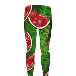 Tropical Leaf Watermelon Pattern Print Men's leggings