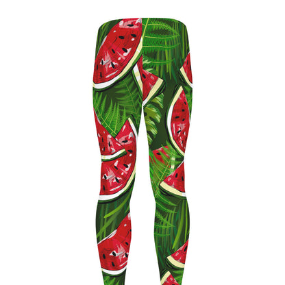 Tropical Leaf Watermelon Pattern Print Men's leggings