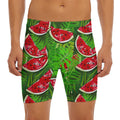 Tropical Leaf Watermelon Pattern Print Men's Long Boxer Briefs