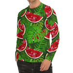 Tropical Leaf Watermelon Pattern Print Men's Long Sleeve Rash Guard