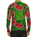 Tropical Leaf Watermelon Pattern Print Men's Long Sleeve Rash Guard