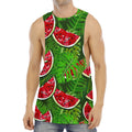 Tropical Leaf Watermelon Pattern Print Men's Muscle Tank Top