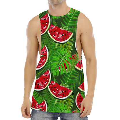 Tropical Leaf Watermelon Pattern Print Men's Muscle Tank Top
