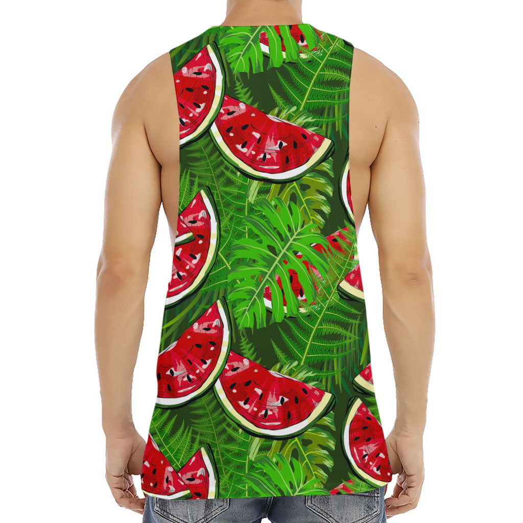 Tropical Leaf Watermelon Pattern Print Men's Muscle Tank Top