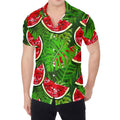 Tropical Leaf Watermelon Pattern Print Men's Shirt
