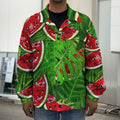 Tropical Leaf Watermelon Pattern Print Men's Shirt Jacket