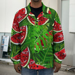 Tropical Leaf Watermelon Pattern Print Men's Shirt Jacket