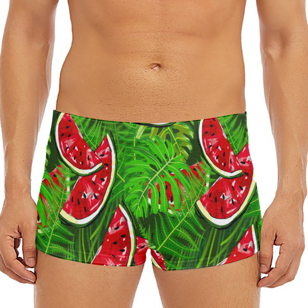 Tropical Leaf Watermelon Pattern Print Men's Short Boxer Briefs