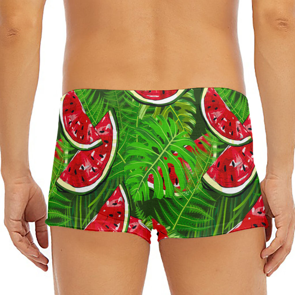 Tropical Leaf Watermelon Pattern Print Men's Short Boxer Briefs