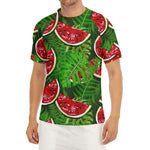 Tropical Leaf Watermelon Pattern Print Men's Short Sleeve Rash Guard