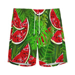 Tropical Leaf Watermelon Pattern Print Men's Sports Shorts