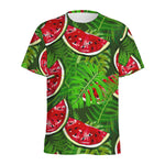 Tropical Leaf Watermelon Pattern Print Men's Sports T-Shirt