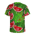 Tropical Leaf Watermelon Pattern Print Men's Sports T-Shirt