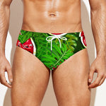 Tropical Leaf Watermelon Pattern Print Men's Swim Briefs