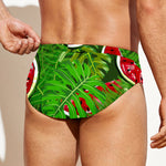 Tropical Leaf Watermelon Pattern Print Men's Swim Briefs