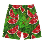 Tropical Leaf Watermelon Pattern Print Men's Swim Trunks