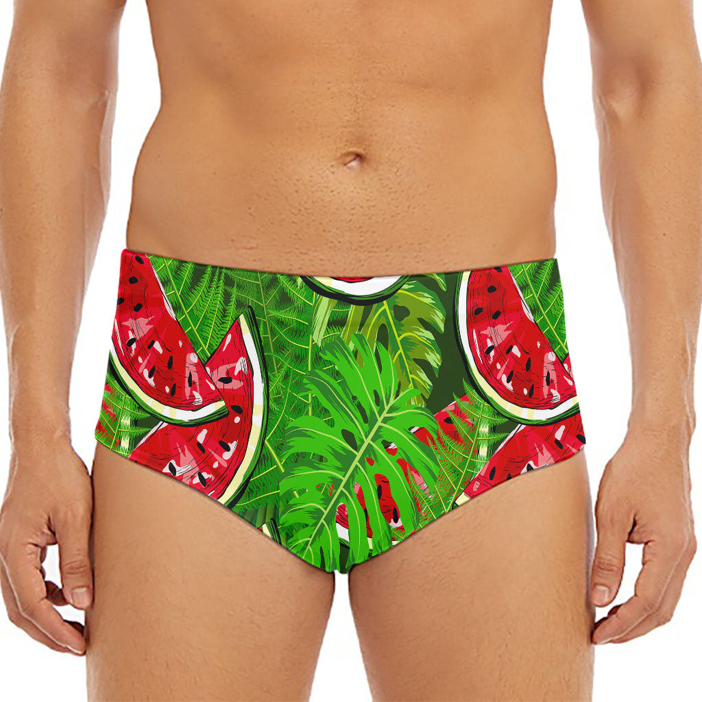 Tropical Leaf Watermelon Pattern Print Men's Triangle Swim Briefs