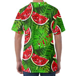 Tropical Leaf Watermelon Pattern Print Men's Velvet T-Shirt