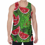 Tropical Leaf Watermelon Pattern Print Men's Velvet Tank Top