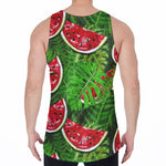 Tropical Leaf Watermelon Pattern Print Men's Velvet Tank Top