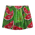 Tropical Leaf Watermelon Pattern Print Mesh Shorts