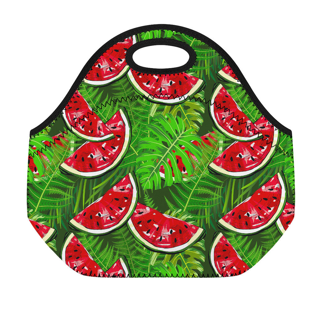 Tropical Leaf Watermelon Pattern Print Neoprene Lunch Bag