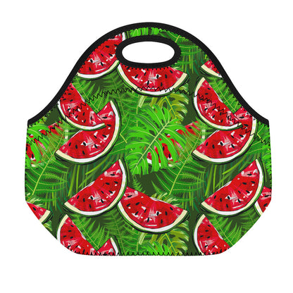 Tropical Leaf Watermelon Pattern Print Neoprene Lunch Bag