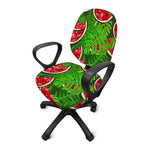 Tropical Leaf Watermelon Pattern Print Office Chair Cover