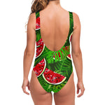 Tropical Leaf Watermelon Pattern Print One Piece Swimsuit