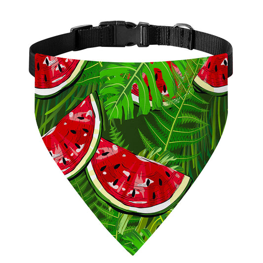 Tropical Leaf Watermelon Pattern Print Over The Collar Dog Bandana