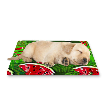 Tropical Leaf Watermelon Pattern Print Pet Cooling Mat Cover