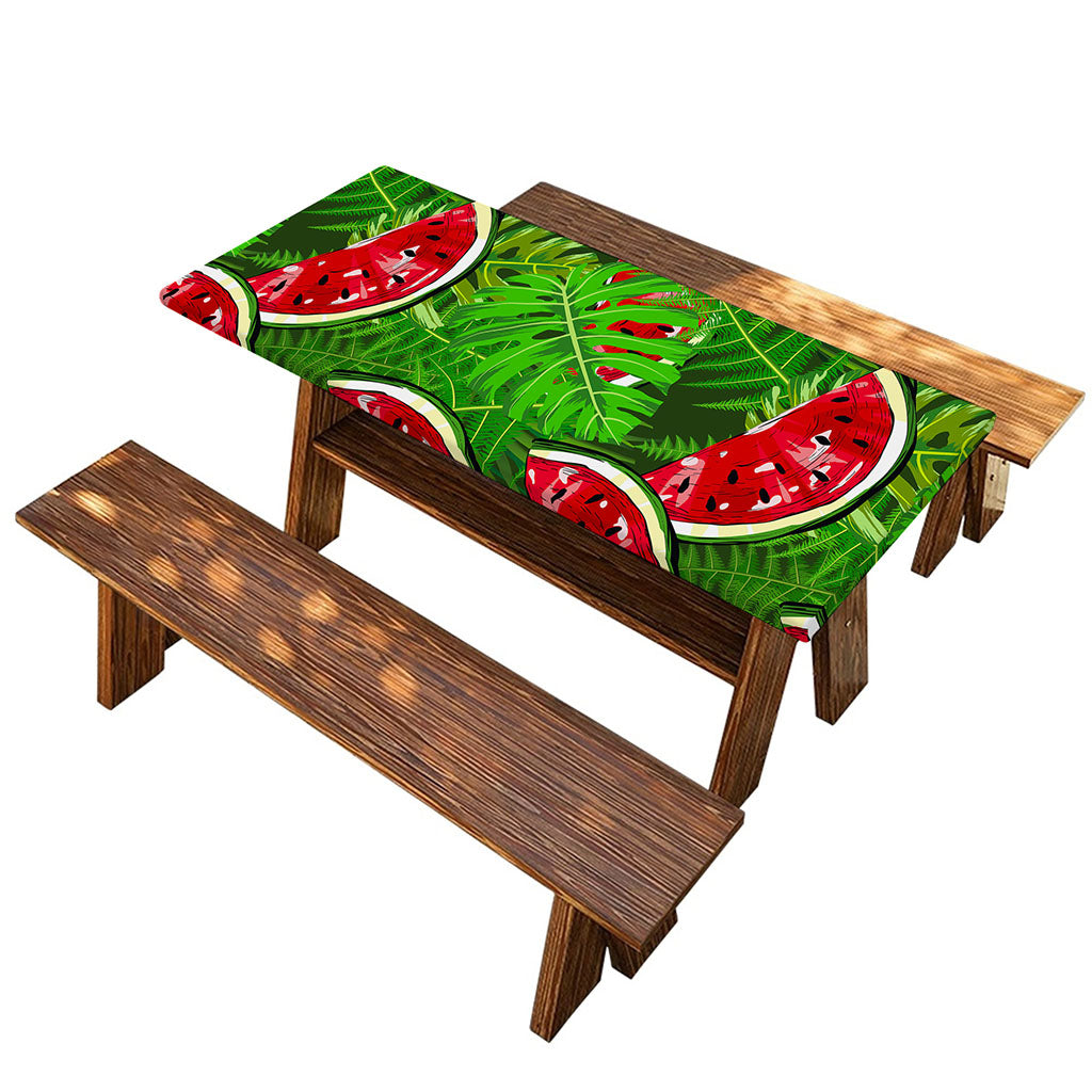 Tropical Leaf Watermelon Pattern Print Picnic Table Cover