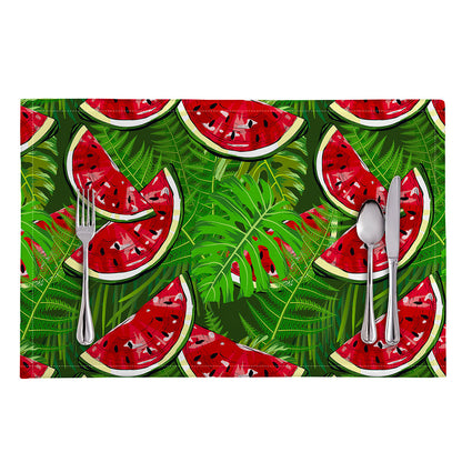 Tropical Leaf Watermelon Pattern Print Placemat