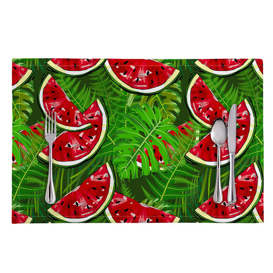 Tropical Leaf Watermelon Pattern Print Placemat