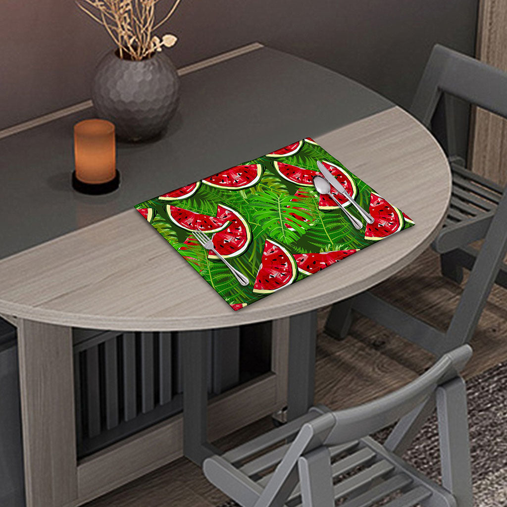 Tropical Leaf Watermelon Pattern Print Placemat