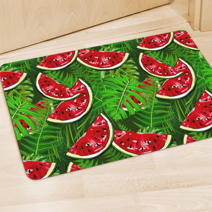 Tropical Leaf Watermelon Pattern Print Polyester Doormat