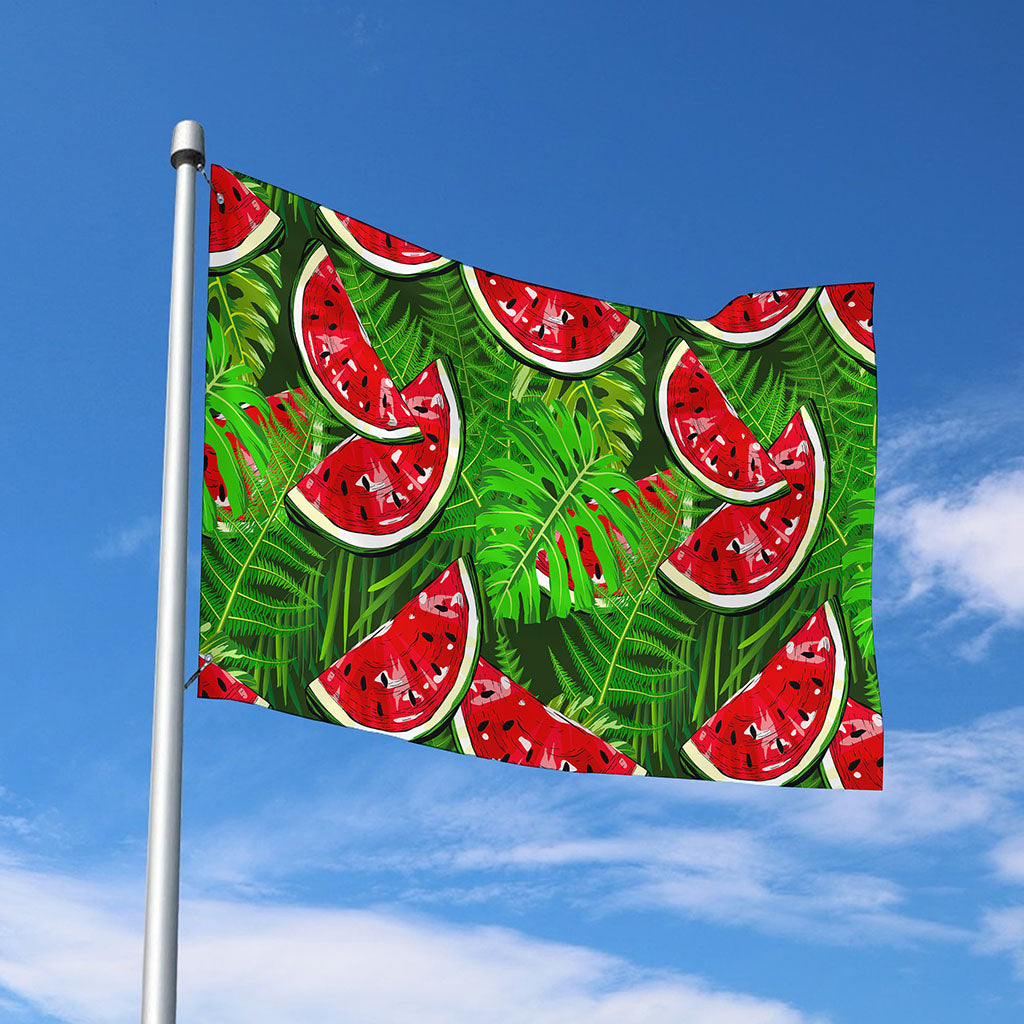 Tropical Leaf Watermelon Pattern Print Polyester Flag