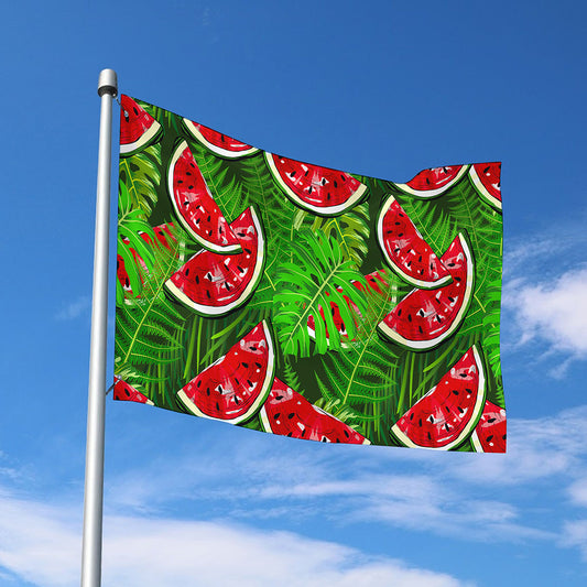 Tropical Leaf Watermelon Pattern Print Polyester Flag