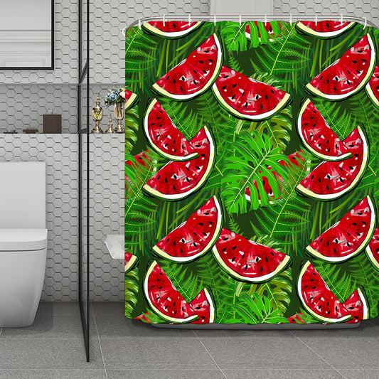 Tropical Leaf Watermelon Pattern Print Polyester Shower Curtain