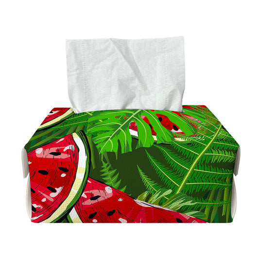 Tropical Leaf Watermelon Pattern Print Rectangle Tissue Box Cover