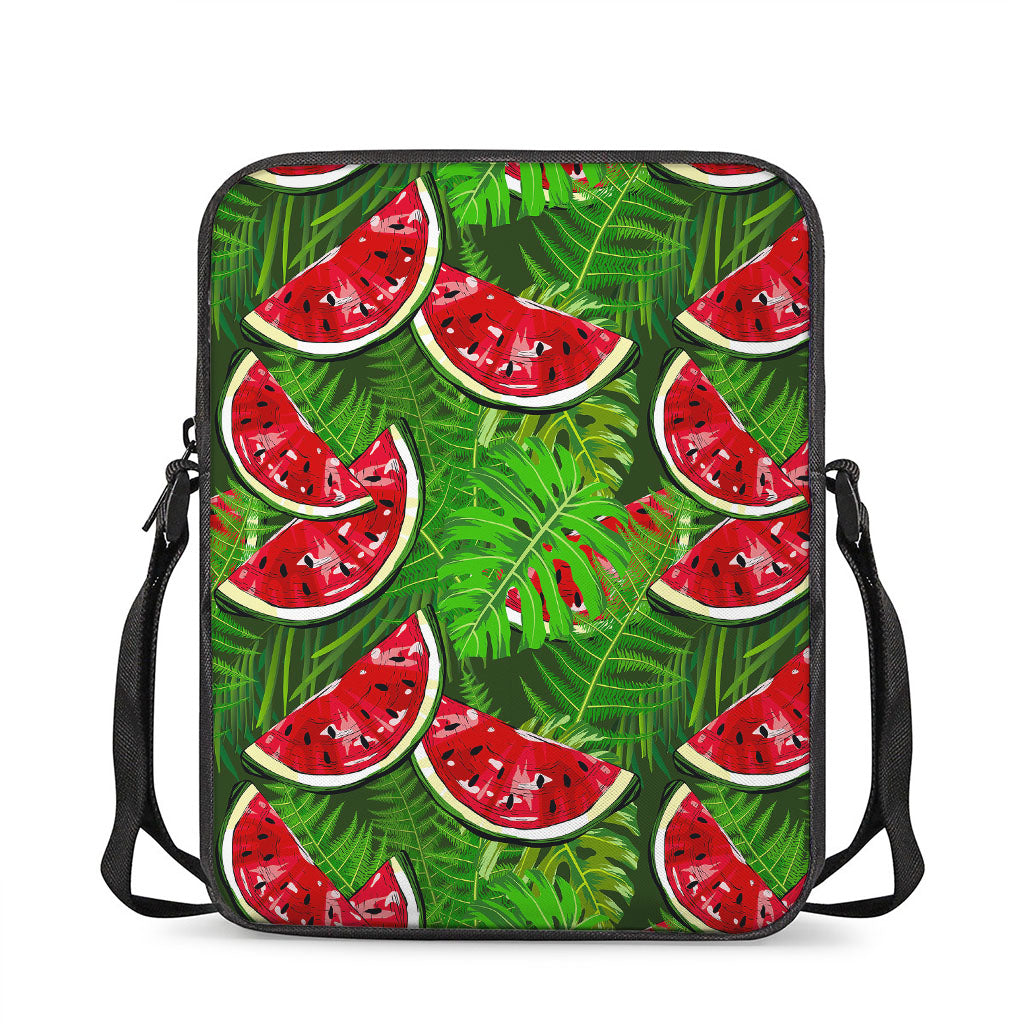 Tropical Leaf Watermelon Pattern Print Rectangular Crossbody Bag