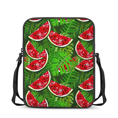 Tropical Leaf Watermelon Pattern Print Rectangular Crossbody Bag